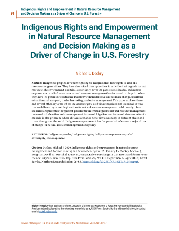 (PDF) Indigenous rights and empowerment in natural resource management ...