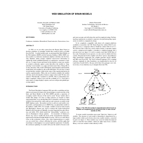 (PDF) Web Simulation Of Brain Models