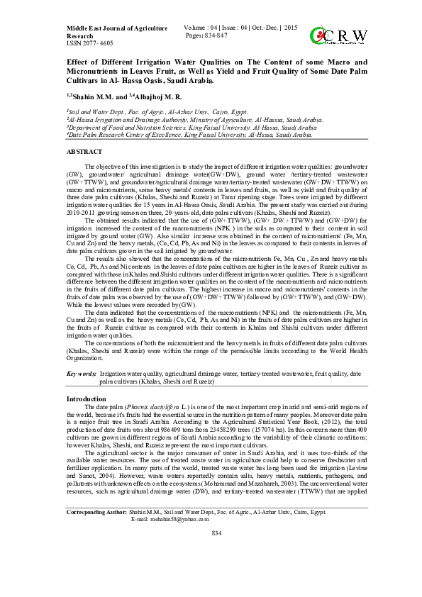 (PDF) Effect of Different Irrigation Water Qualities on Turnip ...
