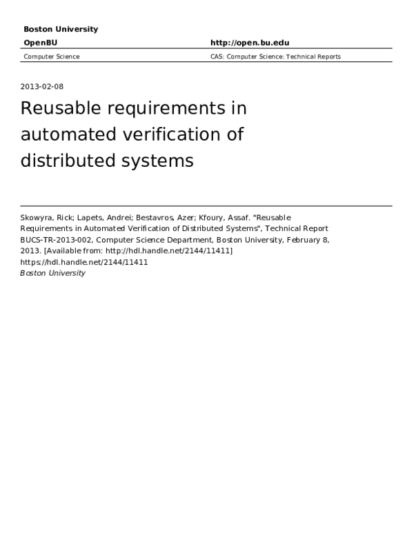 (PDF) Reusable requirements in automated verification of distributed ...
