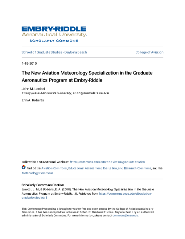 (PDF) The New Aviation Meteorology Specialization in the Graduate ...