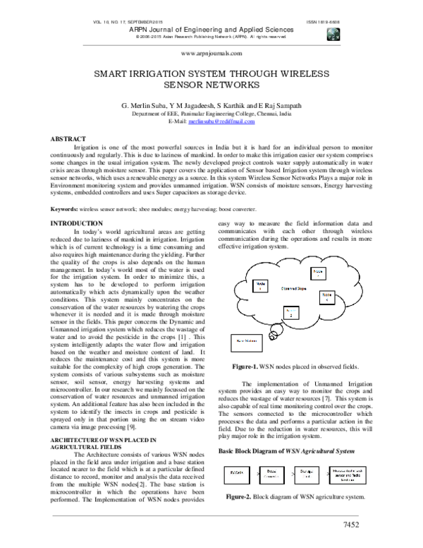 (PDF) Smart Irrigation System Through Wireless Sensor Networks