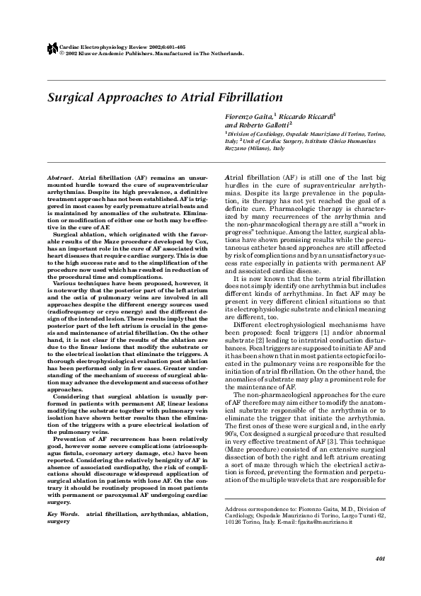(PDF) Surgical approaches to atrial fibrillation