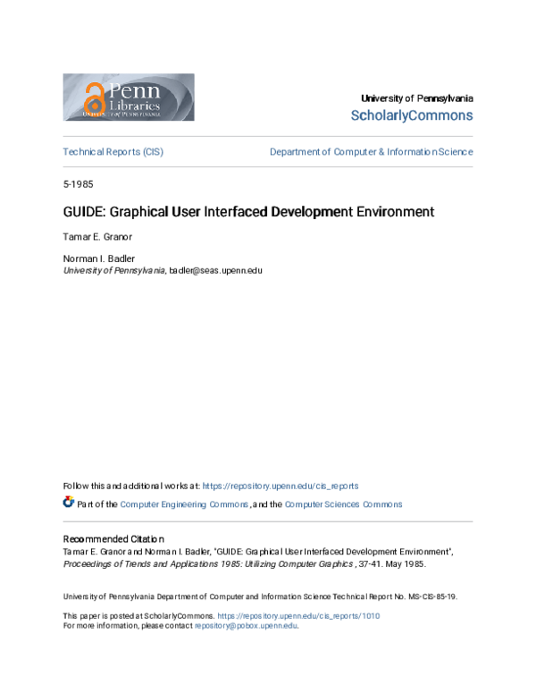 (PDF) GUIDE: Graphical User Interfaced Development Environment