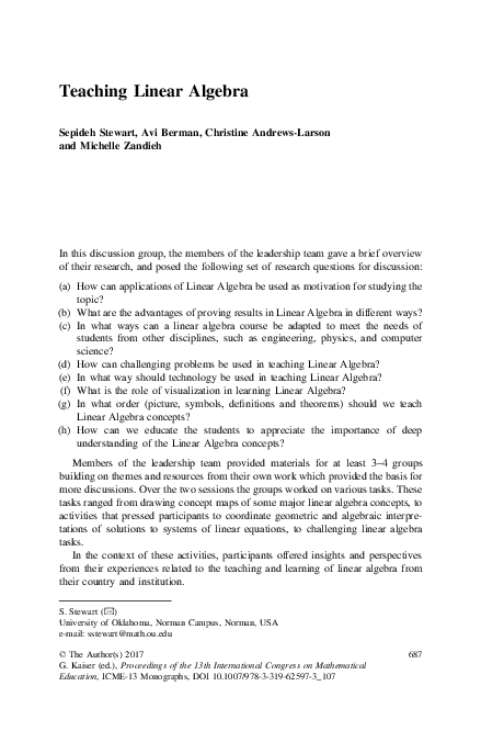 (PDF) Teaching Linear Algebra