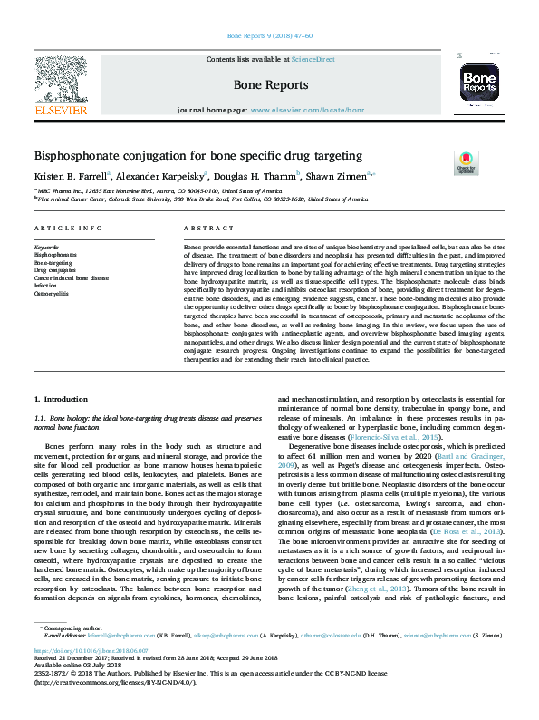 (PDF) Bisphosphonate conjugation for bone specific drug targeting