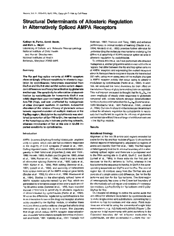 (PDF) Structural determinants of allosteric regulation in alternatively ...
