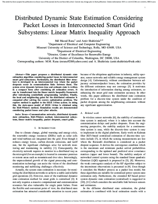 (PDF) Distributed Dynamic State Estimation Considering Packet Losses in ...