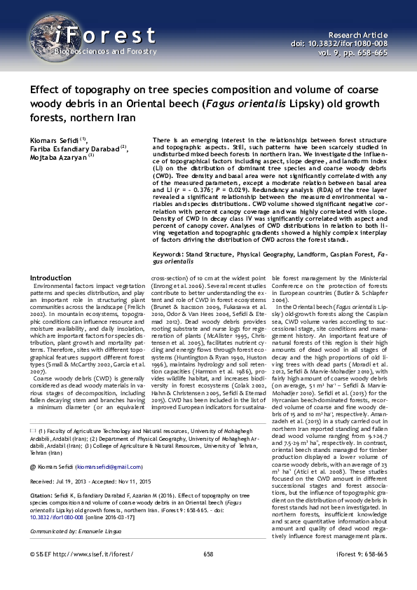 (PDF) Effect of topography on tree species composition and volume of ...