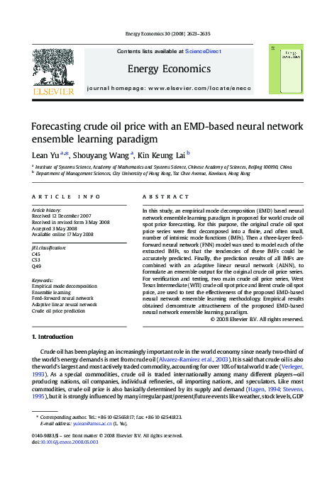 (PDF) Forecasting crude oil price with an EMD-based neural network ...