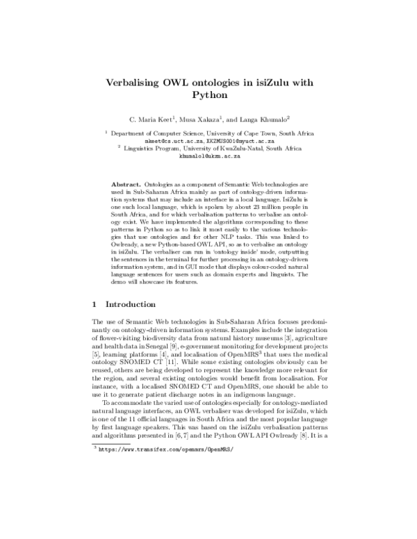 (PDF) Verbalising OWL Ontologies in IsiZulu with Python