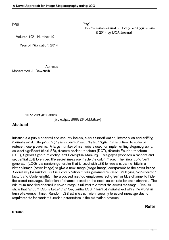 (PDF) A Novel Approach for Image Steganography using LCG