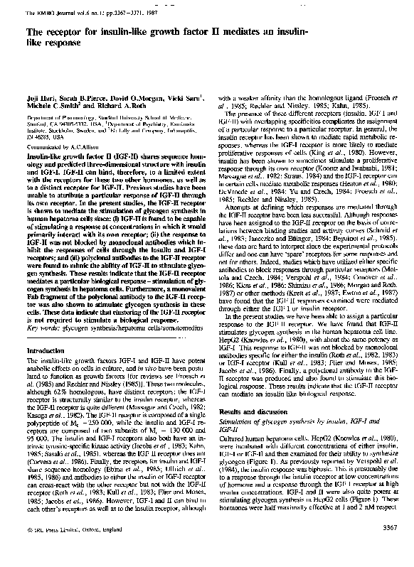 (PDF) The receptor for insulin-like growth factor II mediates an ...