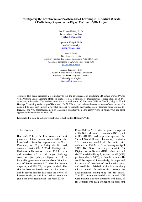 (PDF) Investigating the Effectiveness of Problem-Based Learning in 3 D ...