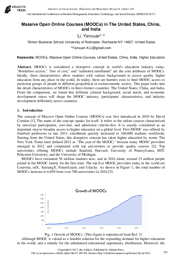 (PDF) Massive Open Online Courses (MOOCs) in The United States, China ...