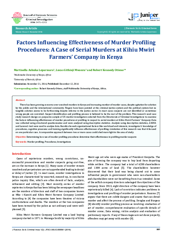 (PDF) Factors Influencing Effectiveness of Murder Profiling Procedures ...