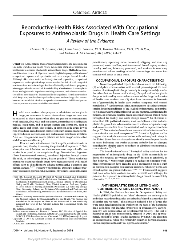 (PDF) Reproductive health risks associated with occupational exposures ...