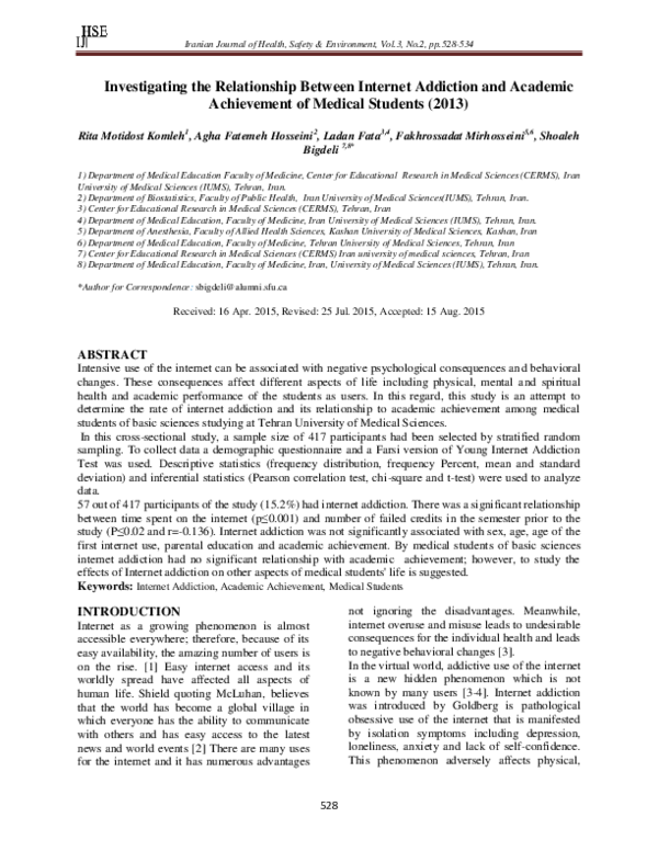 (PDF) Investigating the relationship between internet addiction and ...