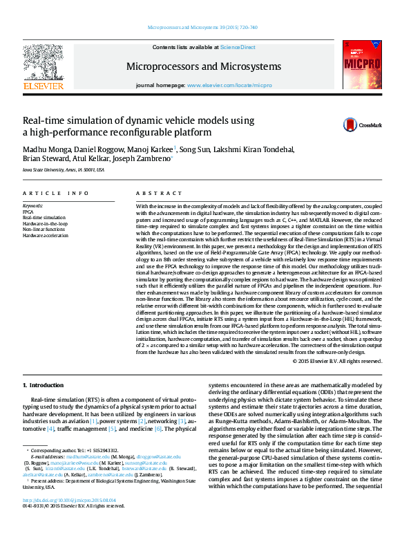 (PDF) Real-time Simulation of Dynamic Vehicle Models using a High ...