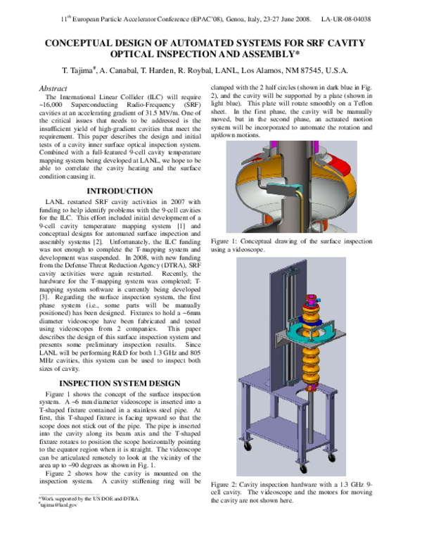 (PDF) Conceptual Design of Automated Systems for SRF Cavity Optical ...