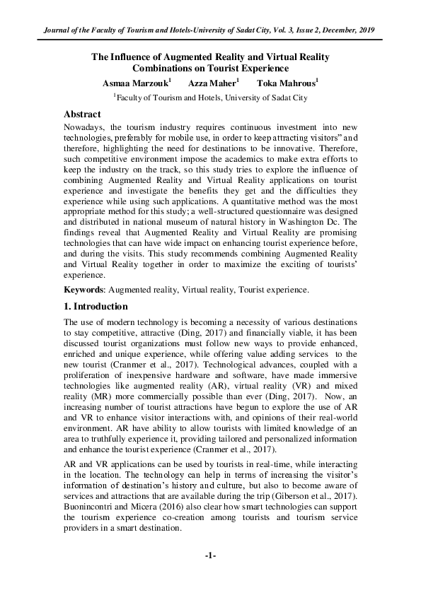 (PDF) The Influence of Augmented Reality and Virtual Reality ...
