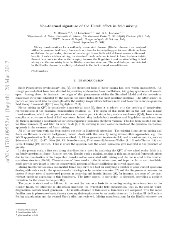 (PDF) Nonthermal signature of the Unruh effect in field mixing