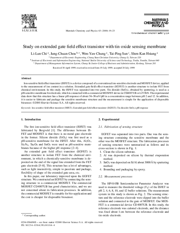 (PDF) Study on extended gate field effect transistor with tin oxide ...