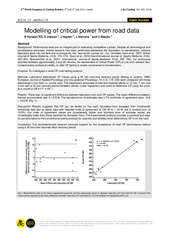 (PDF) Modelling of critical power from road data