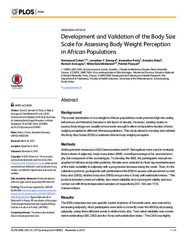 (PDF) Development and Validation of the Body Size Scale for Assessing ...