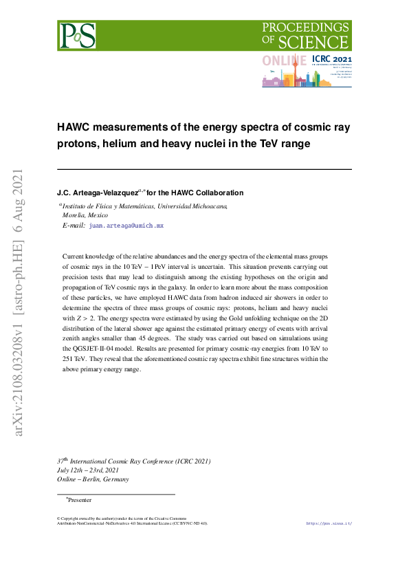 (PDF) HAWC measurements of the energy spectra of cosmic ray protons ...