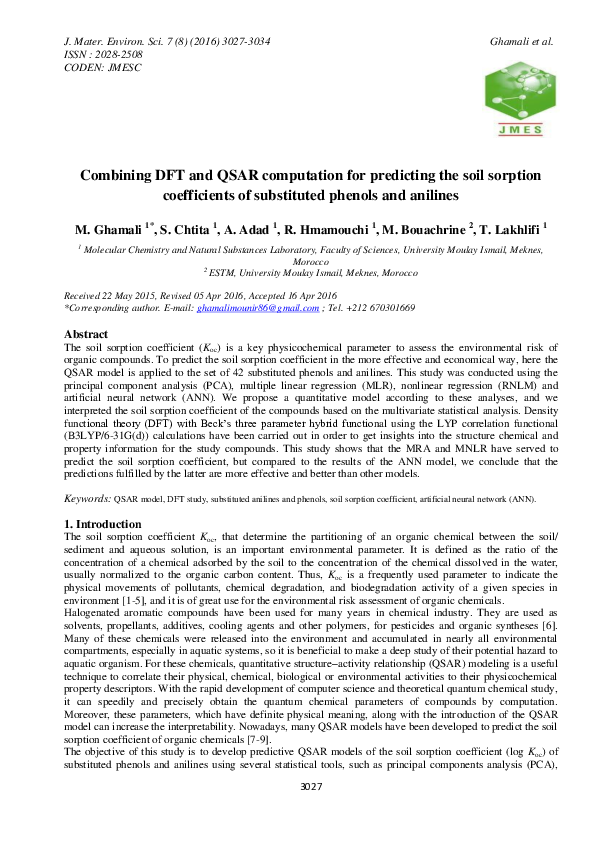 (PDF) Combining DFT and QSAR computation for predicting the soil ...