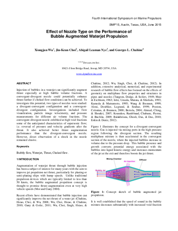 (PDF) Effect of Nozzle Type on the Performance of Bubble Augmented