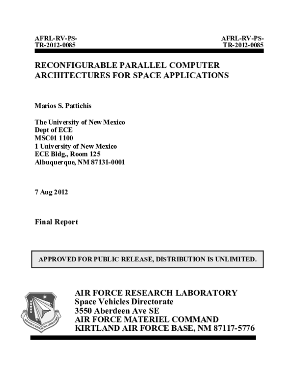 (PDF) Reconfigurable Parallel Computer Architectures for Space Applications