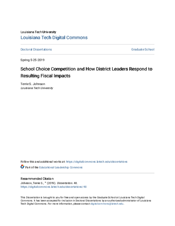 (PDF) School Choice Competition and How District Leaders Respond to ...