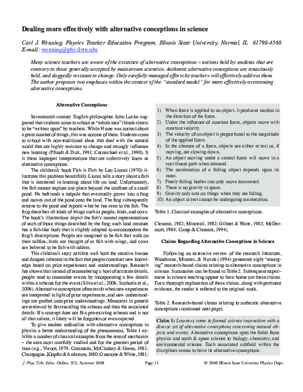 (PDF) Dealing more effectively with alternative conceptions in science