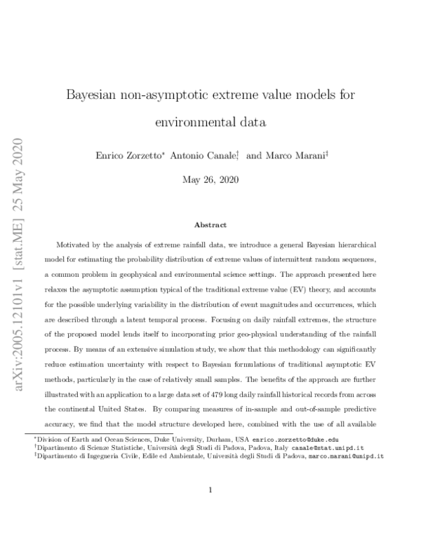 (PDF) Bayesian non-asymptotic extreme value models for environmental data