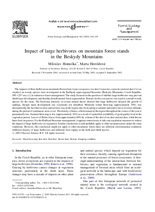 (PDF) Impact of large herbivores on mountain forest stands in the ...