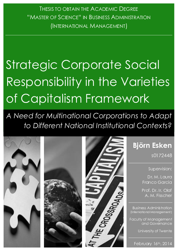 (PDF) Strategic Corporate Social Responsibility in the Varieties of ...