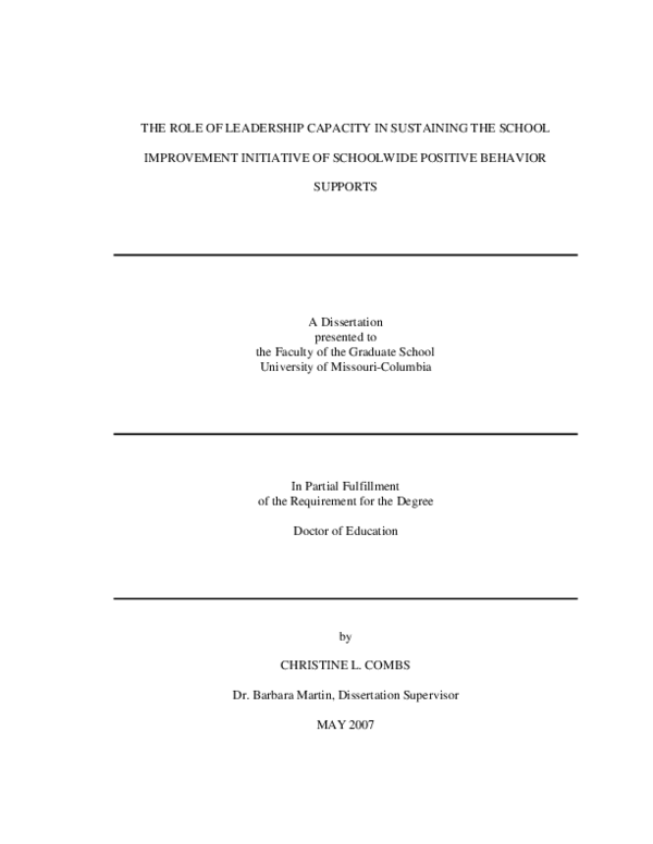 (PDF) The role of leadership capacity in sustaining the school ...