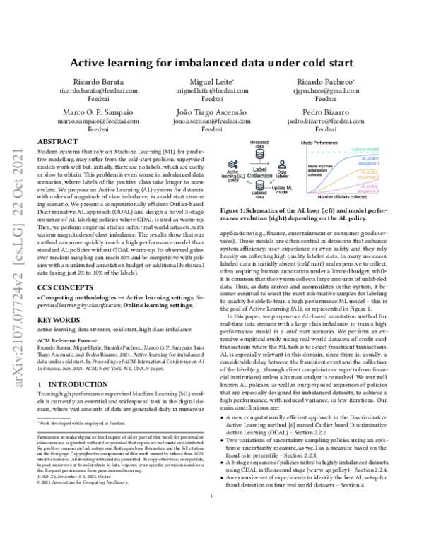 (PDF) Active learning for imbalanced data under cold start