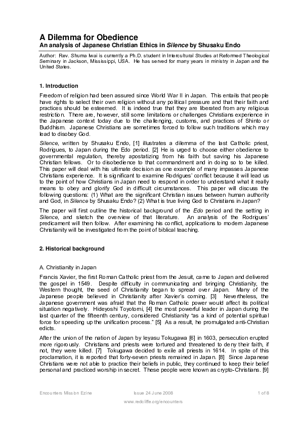 (PDF) A Dilemma for Obedience An analysis of Japanese Christian