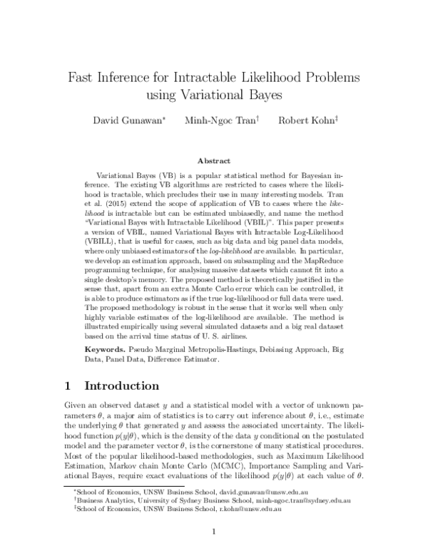 (PDF) Fast Inference for Intractable Likelihood Problems using ...