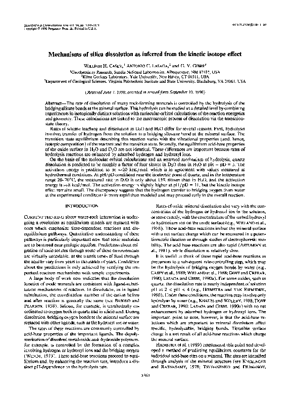 (PDF) Mechanisms of silica dissolution as inferred from the kinetic ...