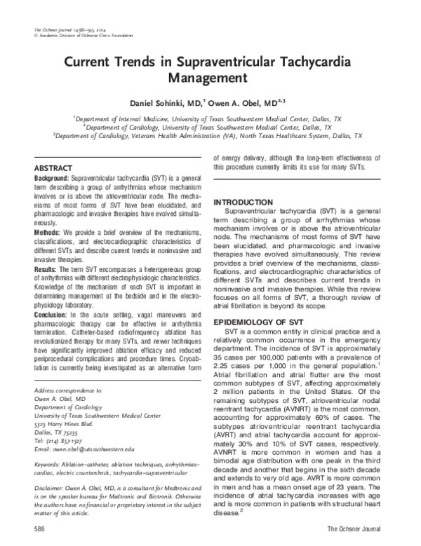 (PDF) Current trends in supraventricular tachycardia management
