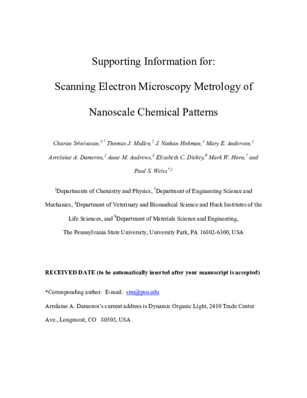 (PDF) Scanning Electron Microscopy of Nanoscale Chemical Patterns