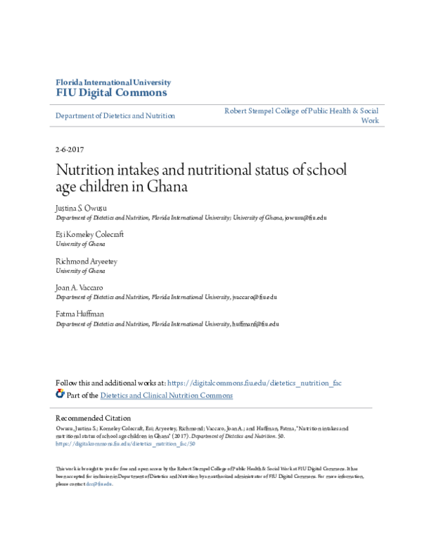 (PDF) Nutrition Intakes and Nutritional Status of School Age Children ...