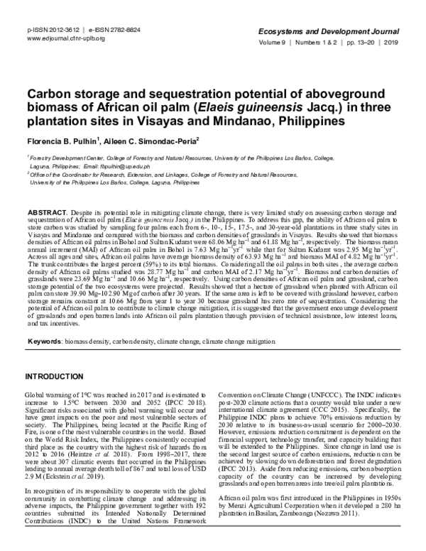 (PDF) Carbon storage and sequestration potential of aboveground biomass ...