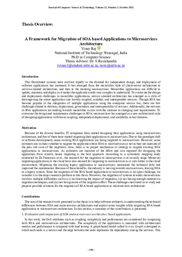 (PDF) A Framework for Migration of SOA based Applications to ...