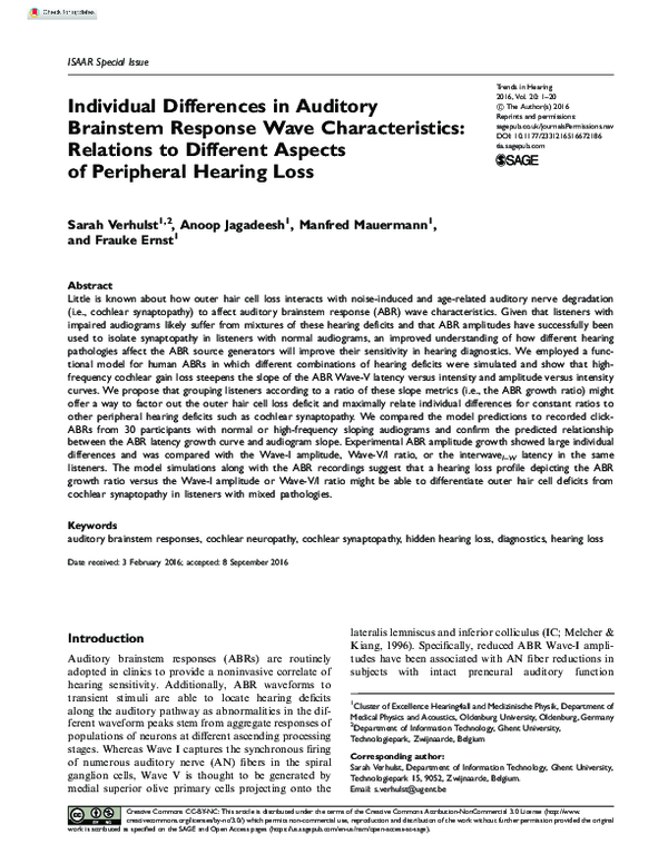 (PDF) Individual Differences in Auditory Brainstem Response Wave ...