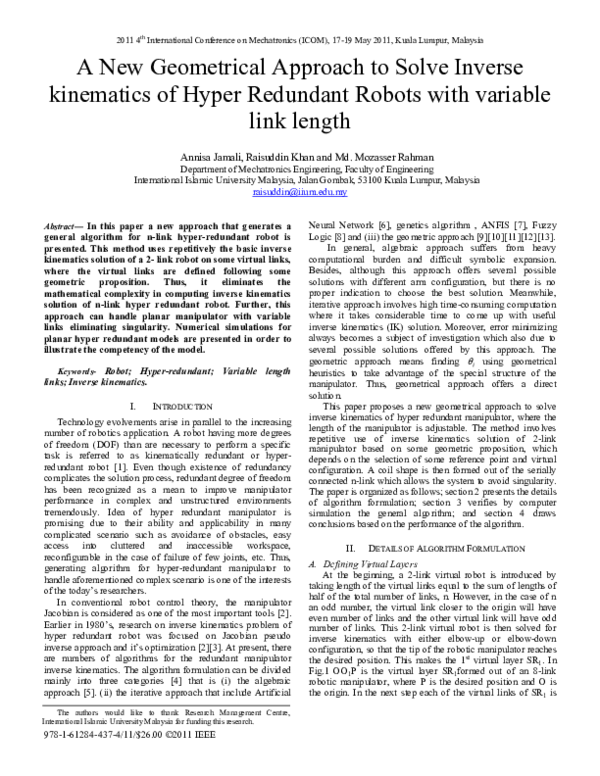 (PDF) A new geometrical approach to solve inverse kinematics of hyper ...